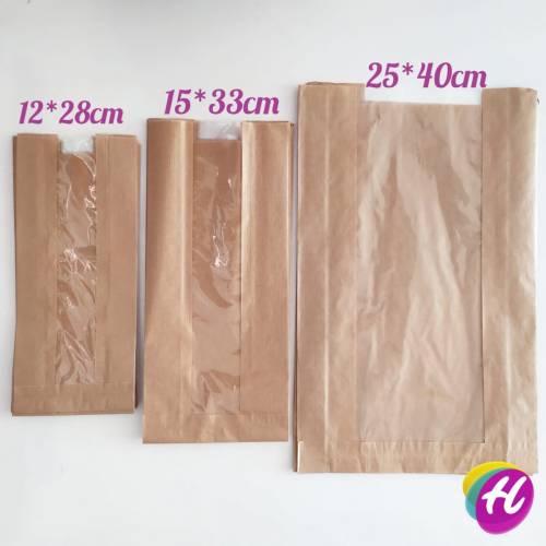 Bir Adet Pencereli EKSTRA Boy Kraft Kese Kağıdı 30x50 cm - 1