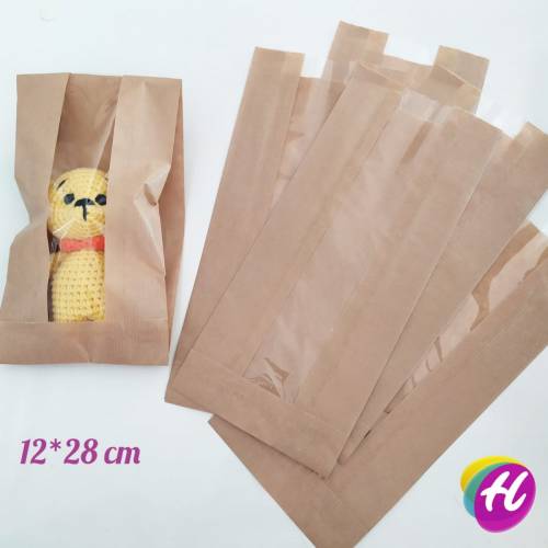 Bir Adet Pencereli EKSTRA Boy Kraft Kese Kağıdı 30x50 cm - 2