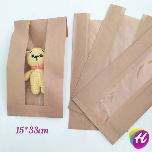 Bir Adet Pencereli EKSTRA Boy Kraft Kese Kağıdı 30x50 cm - 3