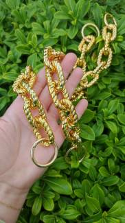 40CM YAYLI ALTIN KIVRIMLI PLASTİK ÇANTA ZİNCİRİ 