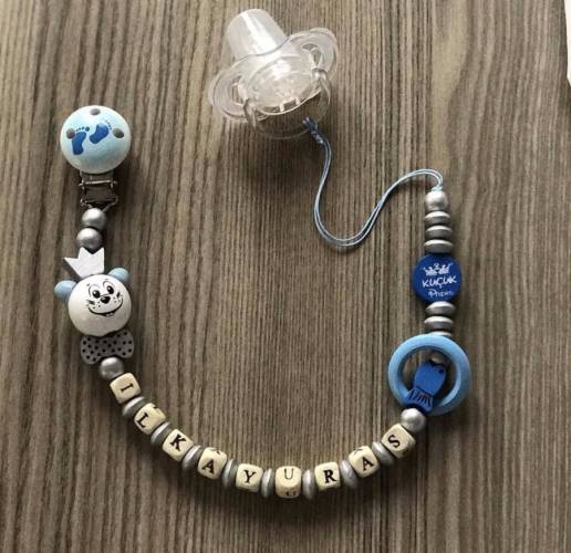 Ahşap Boncuk Harf 10 MM Emzik Zinciri İçin - 1