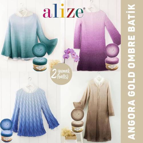 Alize Angora Gold Omre Batik 150 Gr Yelek Şal Örgü İpi (12 Renk) - 5