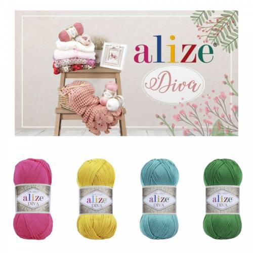 Alize Diva İnce Merserize Yazlık Bluz, Bikini El Örgü İpi 100 gr - 0