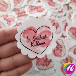 Bir Adet 5 Cm YAPIŞKANSIZ Pembe Kalp Handmade İyi Günlerde Kullanın Etiket