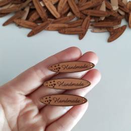 Bir Adet Hand Made Deri Etiket Minik Kalpler