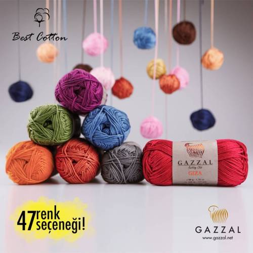 Gazzal Giza 50 gr Merserize Cotton El Örgü İpi - 55