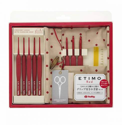 Tulip Etimo Red Crochet Hook with Cushion Grip Set - 0
